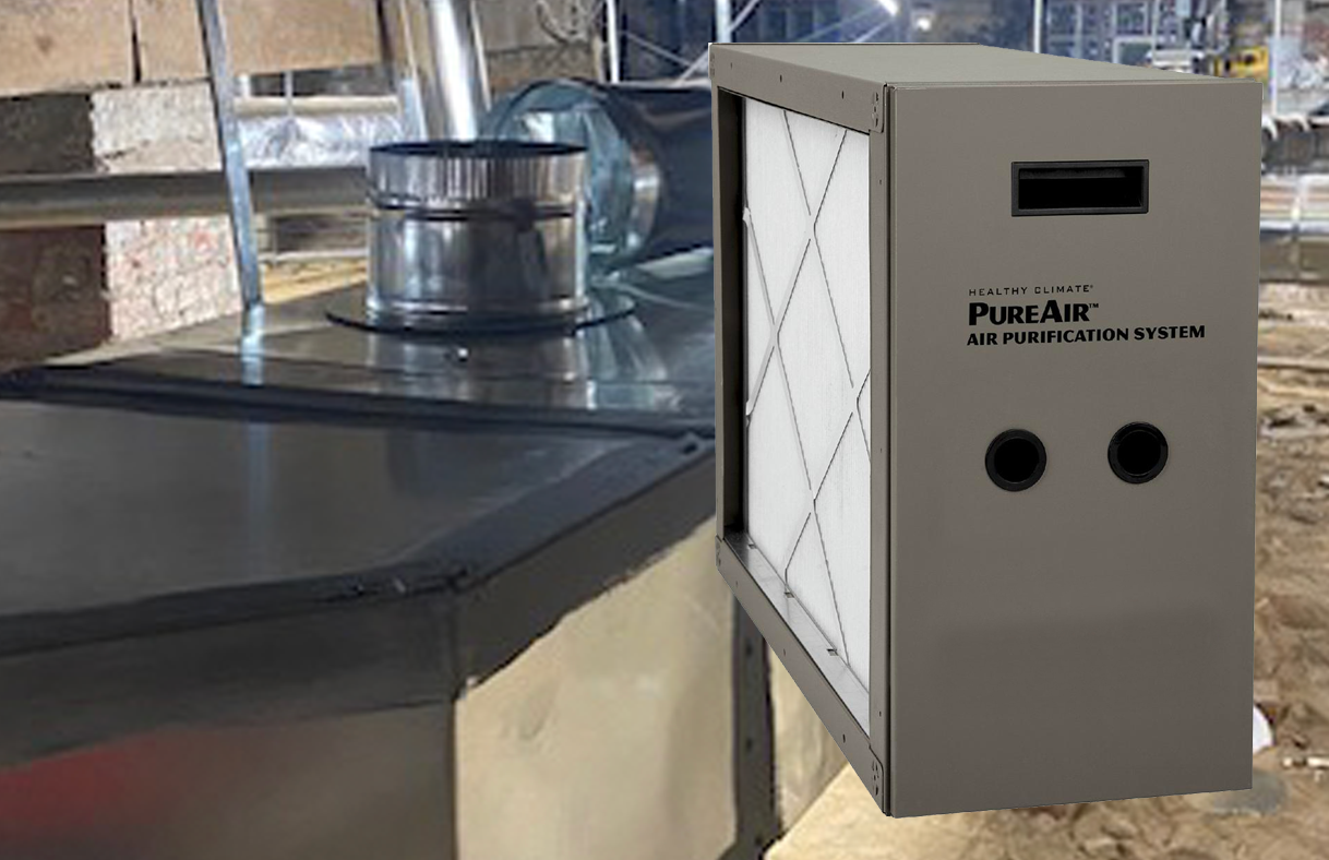 air purifier with duct in background to illustrate clean indoor air