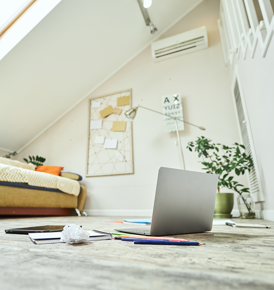 ductless-mini-split-in-attic-workspace ductless-mini-split-in-attic-workspace
