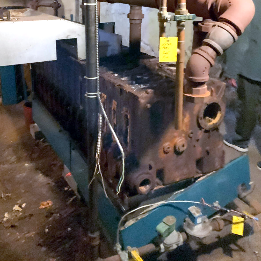 Old boiler heating system in Philadelphia basement